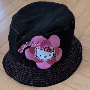 Hello Kitty Black Bucket Hat with Pink Accents